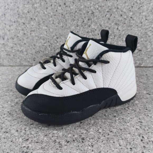Nike Air Jordan 12 Retro Royalty Taxi White Black Sneakers Kids Shoes 9C - Picture 3 of 7